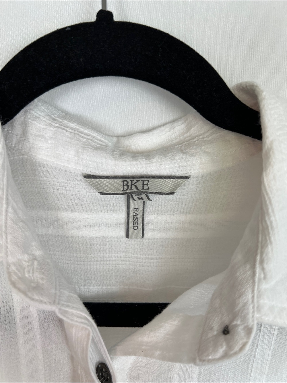 BKE White Vertical Stripe Button-Down Shirt/ Swim Cover Up Top- Size Small - Picture 5 of 10